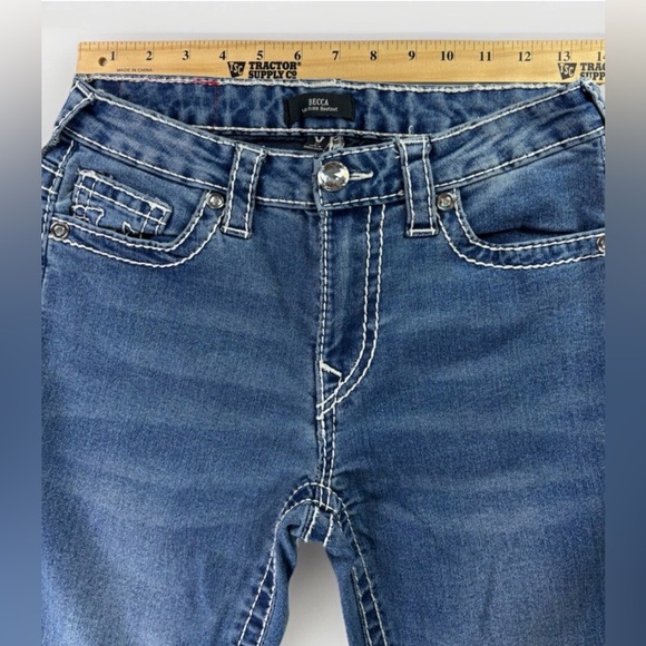 True Religion BECCA Mid Rise Boot Cut Jeans Size 27 Denim Dark Wash Western EUC - Picture 5 of 10